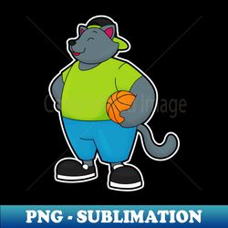 cat as basketball player with basketball - unique sublimation png download - unlock vibrant sublimation designs