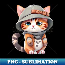 cute cartoon cat wearing a hat - vintage sublimation png download - unleash your inner rebellion