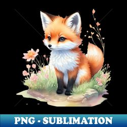 Cute Little Fox - Retro PNG Sublimation Digital Download - Perfect for Sublimation Art