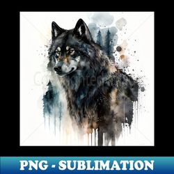 black wolf watercolor - Signature Sublimation PNG File - Instantly Transform Your Sublimation Projects