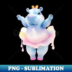 ballerina hippopotamus in watercolor - instant png sublimation download - spice up your sublimation projects