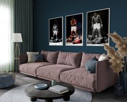 muhammad ali set of 3 posters, boxing poster, mma, kickboxing, tbe, money, championship, profession, boxing wall art, uf