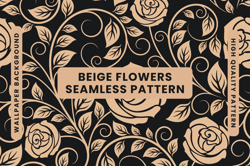 beige flowers seamless pattern