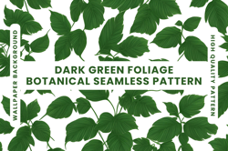 dark green foliage seamless pattern png jpg svg, digital download