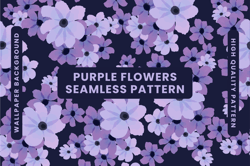 purple flowers seamless pattern png jpg svg, digital download