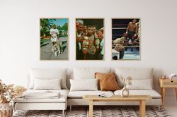 mike tyson poster, mike tyson set of 3 posters, boxing poster, wall decor, sports poster, mike tyson print, mma poster,