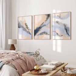 abstract blush pink wall art gallery wall art set of 3 prints simple abstract art watercolor bedroom print set living ro