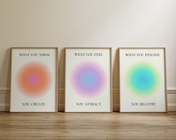 aura poster 3 piece printable wall art, buddhist poster set spiritual gradient print, y2k decor, aesthetic room decor, z