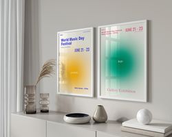 aura poster set of 2, retro aura wall art, psychedelic print, aura gradient poster, 70s positive affirmation posters, ae