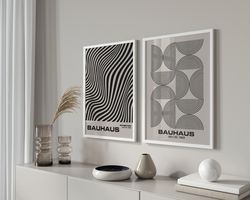 bauhaus prints set of 2, bauhaus exhibition poster, bauhaus design, bauhaus wall art, exhibition wall art, bauhaus art p