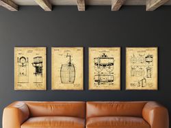 beer patent set of 4, beer wall decor, beer poster, beer printable, brewery art, beer pump, brewing beer, .jpg