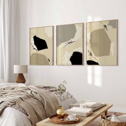 neutral abstract set of 3 nordic prints abstract modern wall art print abstract painting set modern abstract art scandin