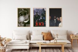 nwa poster, nwa set of 3 posters, wall decor, aesthetic poster, 90's rapper poster, music poster, album poster, trendy p