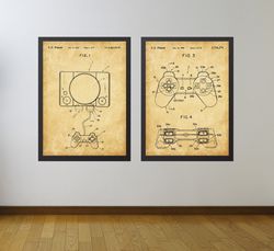 playstation patent set of 2, video game art, video game poster, playstation, boys room poster, video game wall art, .jpg