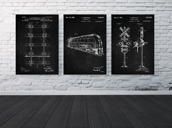 railway transportation patent set of 3, train patent, locomotive patent art, railway poster, railroad signal patent art,