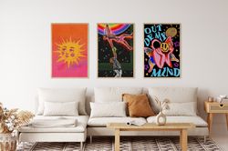 retro poster, retro set of 3 posters, retro posters, retro art, aesthetic poster, aesthetic art, wall decor, wall art, t