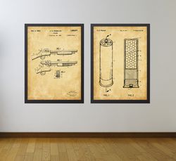 shutgun patent set of 2, shutgun patent, shutgun shell poster, firearm art, .jpg