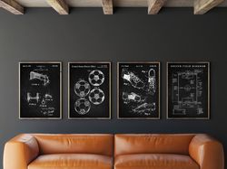 soccer wall art, set of 4, soccer patent, world cup poster, soccer ball, shoe, goal, field poster, -1.jpg