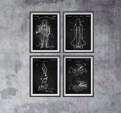 space patent set of 4, spacecraft patent, satellite poster, space wall art, astronaut suit, -1.jpg