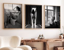 girls just wanna have fun - set of 3 black and white luxury fashion photography poster set, fashion posters, luxury car