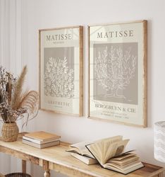 matisse prints, set of 2 poster, neutral beige wall art prints, matisse wall art, neutral boho wall art, matisse exhibit