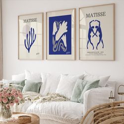 matisse wall art set of 3, matisse cutout, matisse print, matisse art, boho gallery wall prints, 3 piece mid century gal