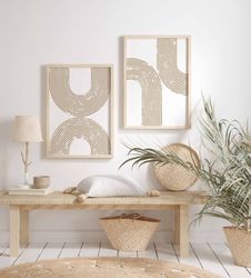 mid century art prints set of 2 boho arch art prints beige wall art neutral modern wall art decor download printable art