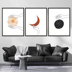 minimalist 3 piece wall art print scandinavian line art mid century wall decor extra large boho poster bedroom nordic bl