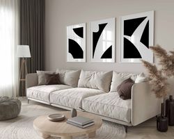 minimalist modern simple black white wall art set of 3 abstract art prints living room decor home decor prints wall art