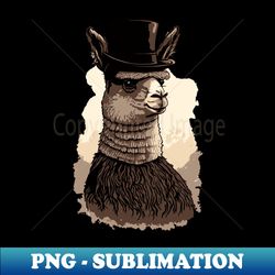 alpaca with top hat - retro png sublimation digital download - unleash your creativity