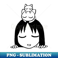 i draw sleepy osaka with sleeping neco coneco on her head  funny azumanga daioh manga - artistic sublimation digital file - fashionable and fearless
