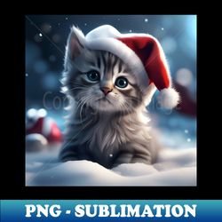 kitten with christmas hat - creative sublimation png download - stunning sublimation graphics