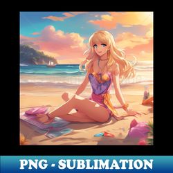 otaku approved beach anime girl collor view - instant sublimation digital download - perfect for sublimation art