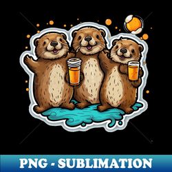 otters having a great party - high-quality png sublimation download - capture imagination with every detail