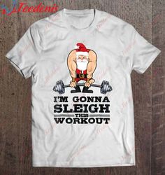 bodybuilder santa gym shirt for women and men christmas gift t-shirt, men funny christmas shirts for work  wear love, sh