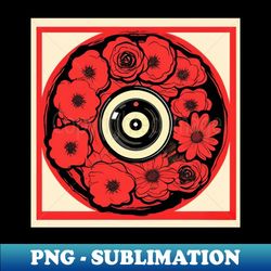 red vintage floral vinyl - decorative sublimation png file - revolutionize your designs