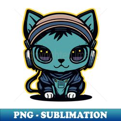 stylish cat with headphones - high-quality png sublimation download - bold & eye-catching