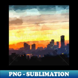 sunset city skyline at sunset - aesthetic sublimation digital file - unlock vibrant sublimation designs