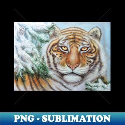snow tiger and pine branches - premium png sublimation file - stunning sublimation graphics