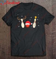 bowling ball antlers christmas bowling pins santa hat gift shirt, christmas family reunion sweatshirts  wear love, share