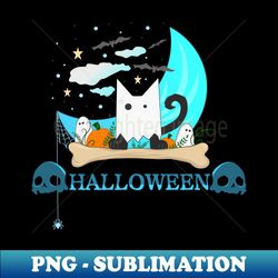 Halloween Ghost Cat Blue Moon - Exclusive Sublimation Digital File - Unlock Vibrant Sublimation Designs