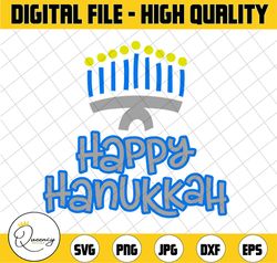 happy hanukkah/ happy hanukkah with candle/ happy hanukkah menorah svg / svg pdf png cutting files for silhouette or cri