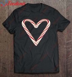 candy cane shirt - candy cane heart christmas t-shirt, plus size womens xmas tops  wear love, share beauty