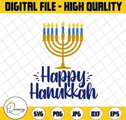 happy hanukkah svg | menorah svg | chanukah jewish holiday celebration | cricut silhouette | printable clipart vector di