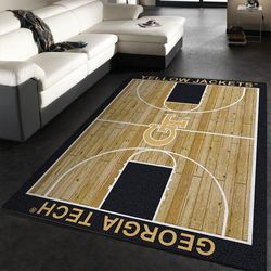 college home court georgia tech basketball team logo area rug, bedroom rug, christmas gift us decor