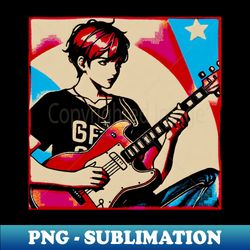 anime boy guitar music - instant sublimation digital download - perfect for sublimation art