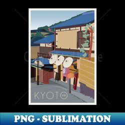 art deco inspired travel poster - kyoto japan - high-quality png sublimation download - perfect for sublimation mastery