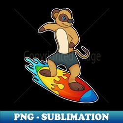 meerkat as surfer with surfboard - elegant sublimation png download - bold & eye-catching