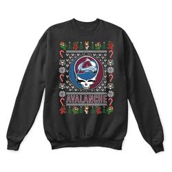 colorado avalanche x grateful dead christmas ugly sweater