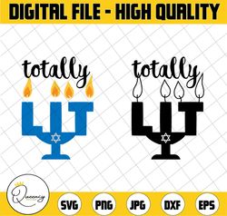 totally lit hanukkah menorah svg cutting template, totally lit hanukkah black and blue, totally hanukkah svg png, hanukk